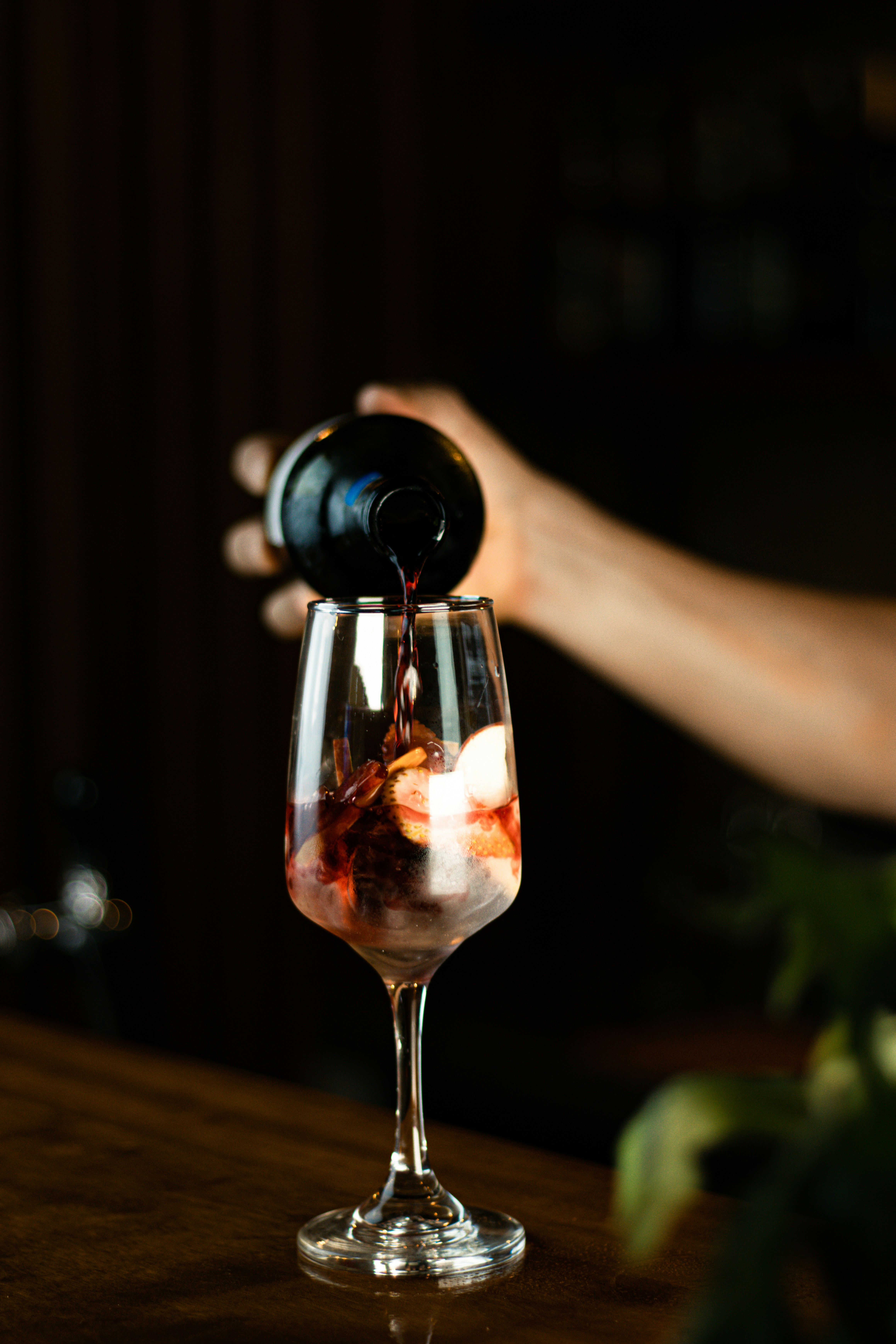 Cinematic pour of reserve wine